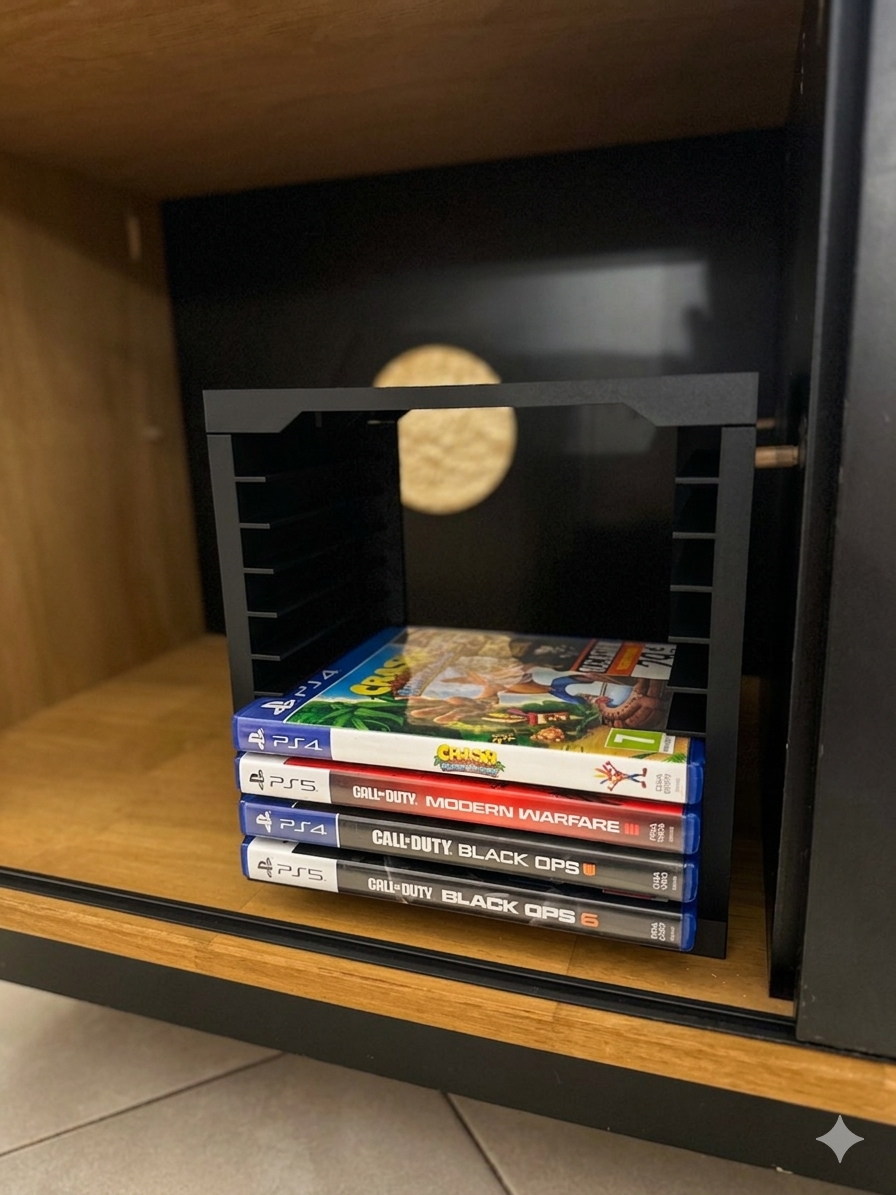 Кула за съхранение на игри - стойка за 10 броя (stackable, за стена)